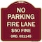 Signmission Missouri No Parking Fire Lane $50 Fine Heavy-Gauge Aluminum Sign, 18" x 18", BU-1818-23874 A-DES-BU-1818-23874 - alternate 1